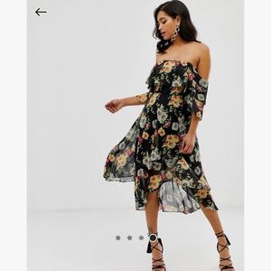 ASOS DESIGN bandeau midi dress in layered floral